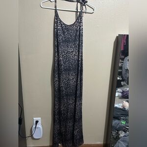 women’s L leopard print tie up dress